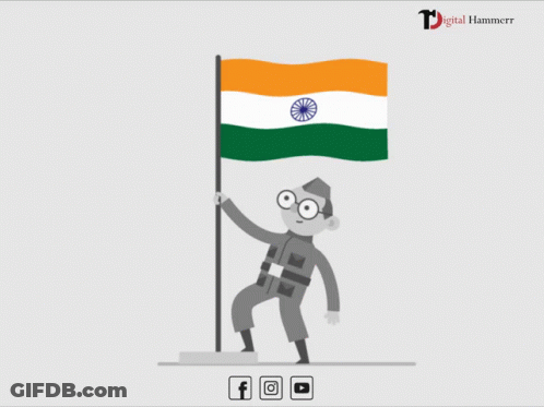 Man Holding Indian Flag With Digital Hammerrr GIF