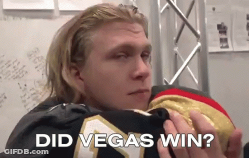 Man Holding Jersey Saying Did Vegas Win GIF