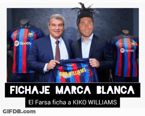 Man Holding Kiko Williams Jersey Next To Man In Spotify Shirt GIF