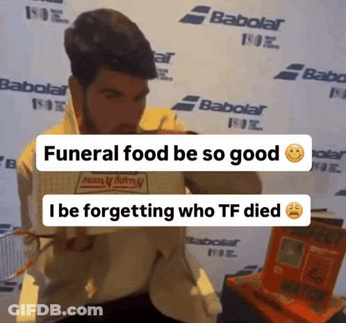 Man Holding Krispy Kreme Saying Funeral Food Be So Good GIF