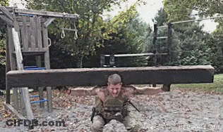 Man Holding Large Wooden Beam GIF