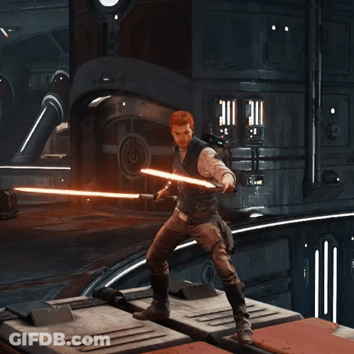Man Holding Light Saber GIF