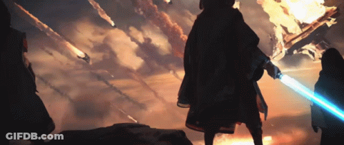 Man Holding Light Saber At Sunset GIF
