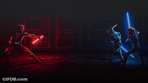 Man Holding Light Saber GIF
