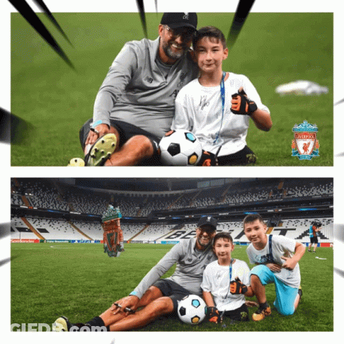 Man Holding Liverpool Soccer Ball GIF