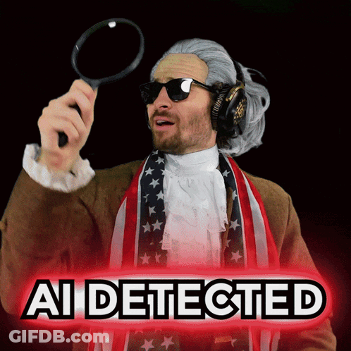 Man Holding Magnifying Glass Ai Detected GIF