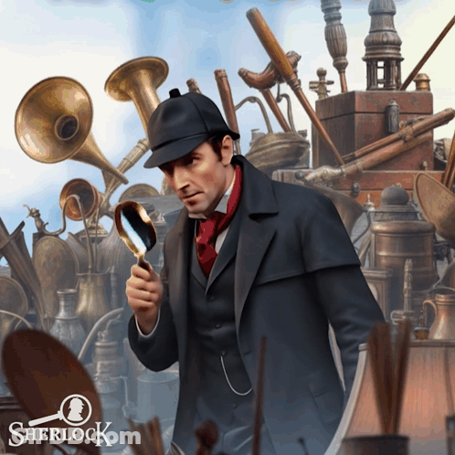 Man Holding Magnifying Glass Sherlock GIF