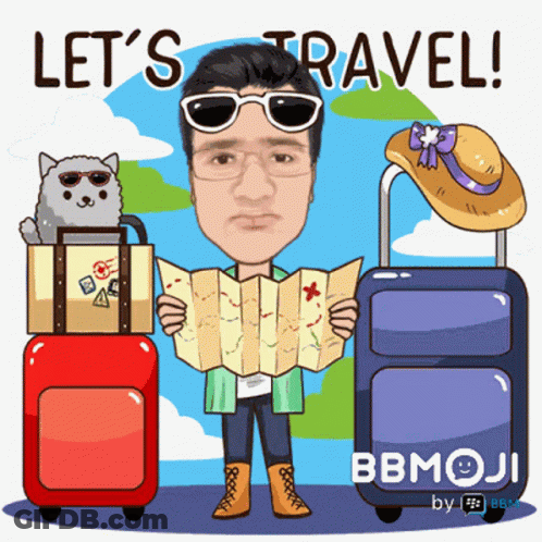 Man Holding Map Saying Let's Travel GIF
