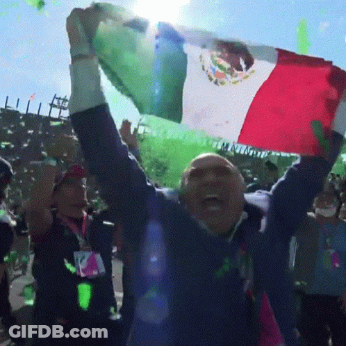 Man Holding Mexican Flag GIF