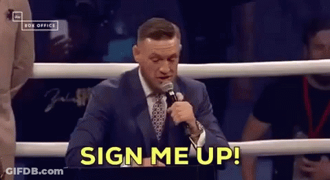 Man Holding Mic Sign Me Up Boxing Ring GIF
