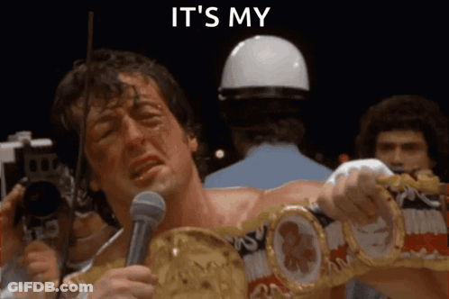 Man Holding Microphone And Boxing Belt Saying It's My GIF
