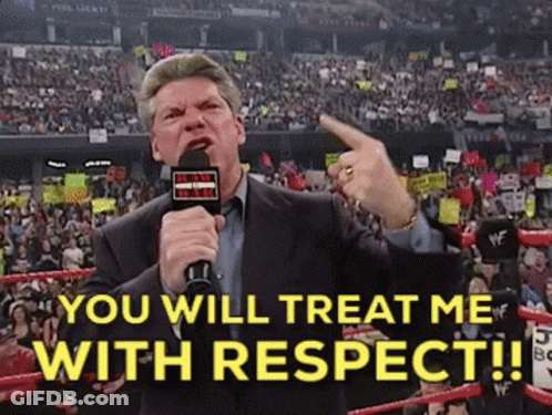 Man Holding Microphone In Front Of Crowd Saying You Will Treat Me With Respect GIF