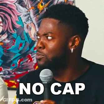 Man Holding Microphone In Front Of Painting Saying No Cap GIF