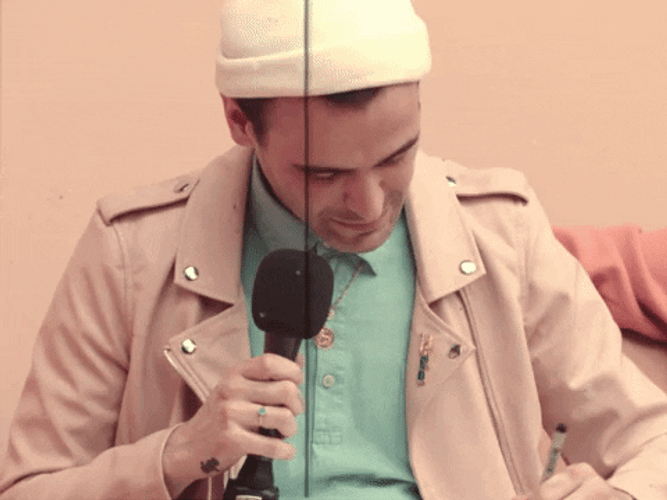 Man Holding Microphone Laugh Cry GIF