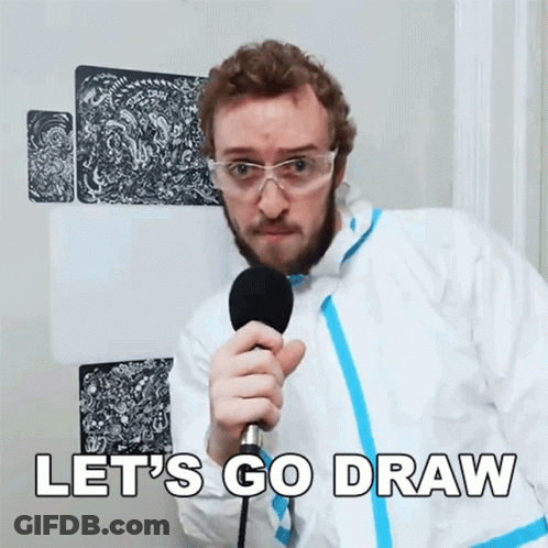 Man Holding Microphone Let's Go Draw GIF