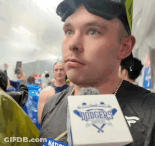Man Holding Microphone Saying Dodgers GIF