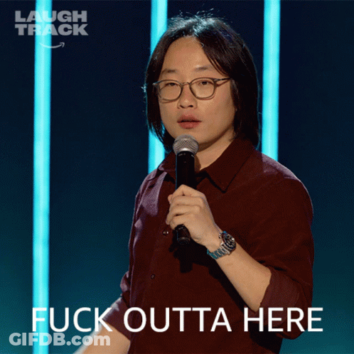 Man Holding Microphone Saying Fuck Outta Here GIF