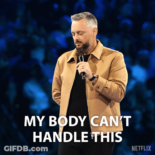 Man Holding Microphone Saying My Body Can't Handle This GIF