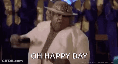 Man Holding Microphone Saying Oh Happy Day GIF