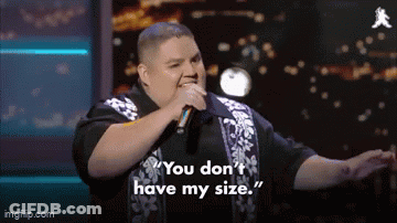 Man Holding Microphone Saying You Don't Have My Size GIF