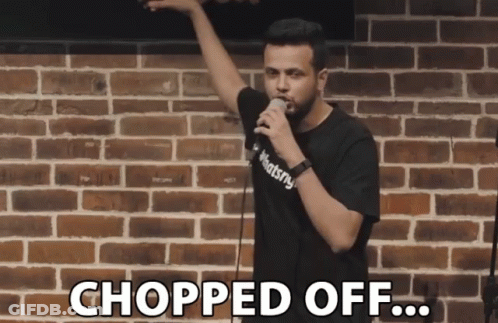 Man Holding Microphone Says Chopped Off GIF