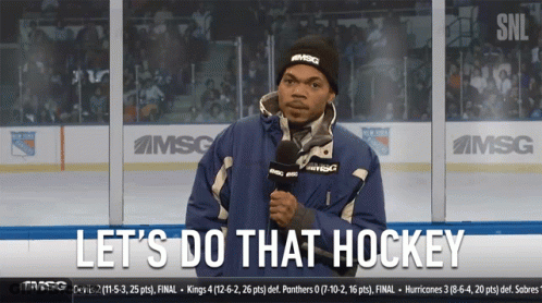 Man Holding Microphone Says Let's Do That Hockey GIF