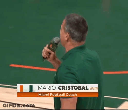 Man Holding Microphone With Name Mario Cristobal GIF