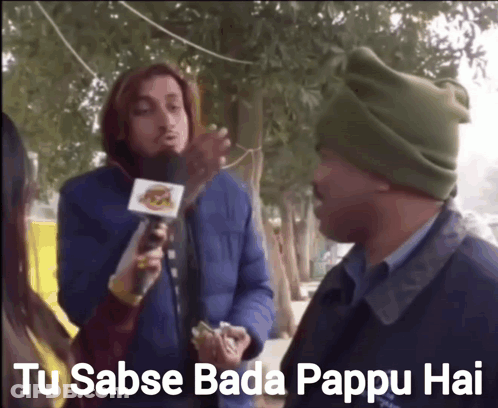 Man Holding Microphone With Tu Sabse Bada Pappu Hai GIF