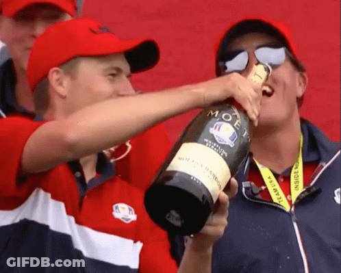 Man Holding Moet Champagne Bottle GIF