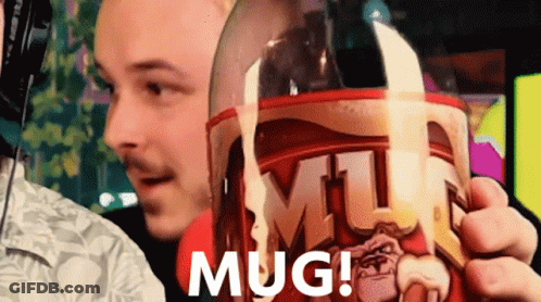 Man Holding Mug Saying Mug GIF