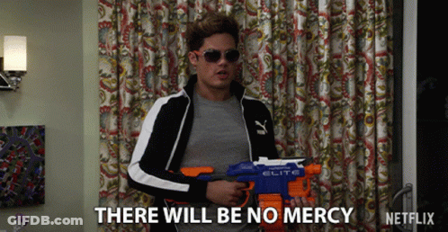 Man Holding Nerf Gun There Will Be No Mercy GIF