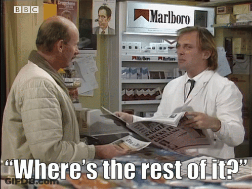 Man Holding Newspaper In Front Of Marlboro Display GIF