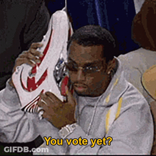 Man Holding Nike Shoes Saying You Vote Yet GIF