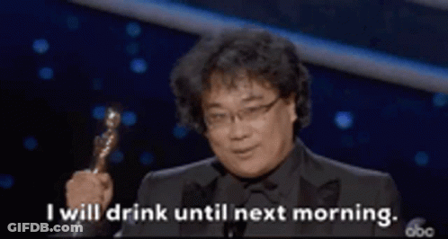 Man Holding Oscar Trophy Saying I Will Drink Until Next Morning GIF
