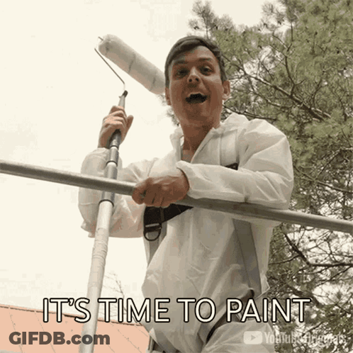 Man Holding Paint Roller Saying It's Time To Paint GIF