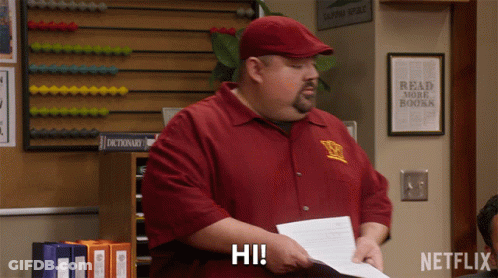 Man Holding Paper Saying Hi GIF