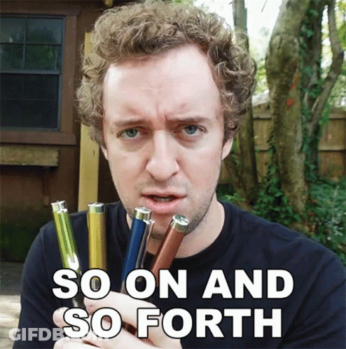 Man Holding Pens Saying So On And So Forth GIF