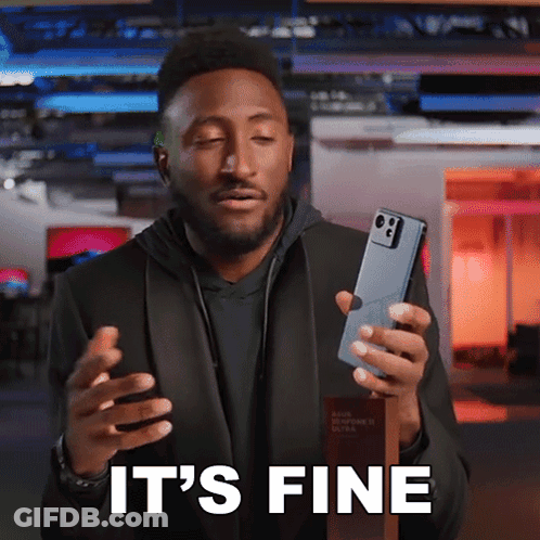 Man Holding Phone Saying It's Fine GIF