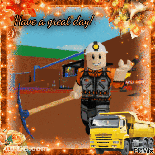 Man Holding Pickaxe Saying Have A Great Day GIF