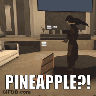 Man Holding Pineapple In Living Room GIF