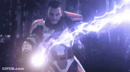 Man Holding Purple Lightning Bolt GIF