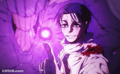 Man Holding Purple Object In Front Of Monster GIF