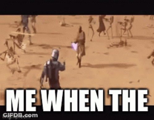Man Holding Purple Object Saying Me When The GIF