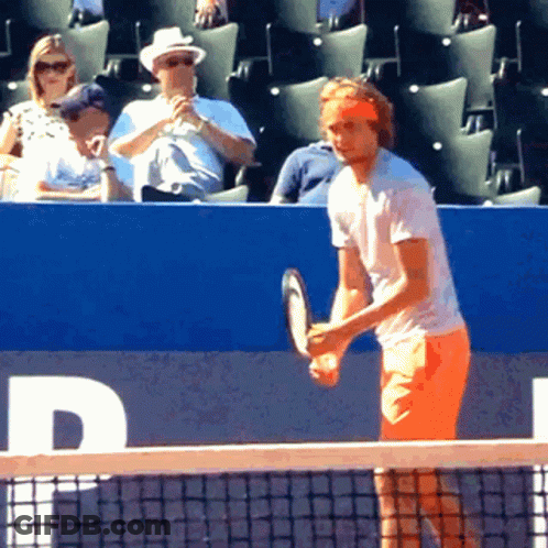 Man Holding Racquet On Blue Wall Letter D GIF