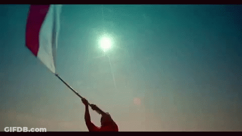 Man Holding Red And White Flag GIF