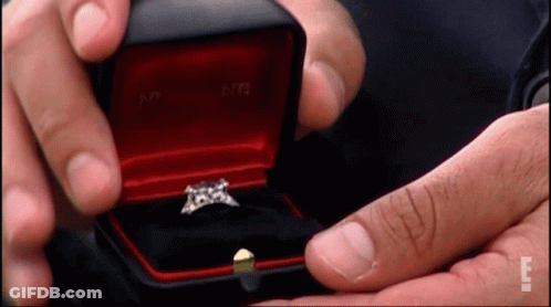 Man Holding Red Box With Diamond Ring GIF