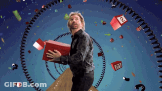 Man Holding Red Box With Number 21 GIF