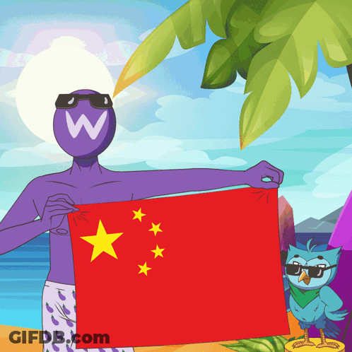 Man Holding Red Flag With Stars GIF