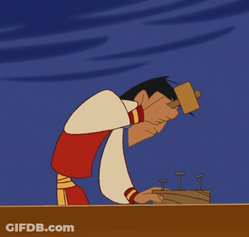 Man Holding Red Hammer Surrounded By Soldiers GIF