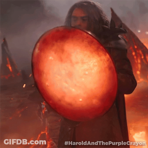 Man Holding Red Harold Shield GIF